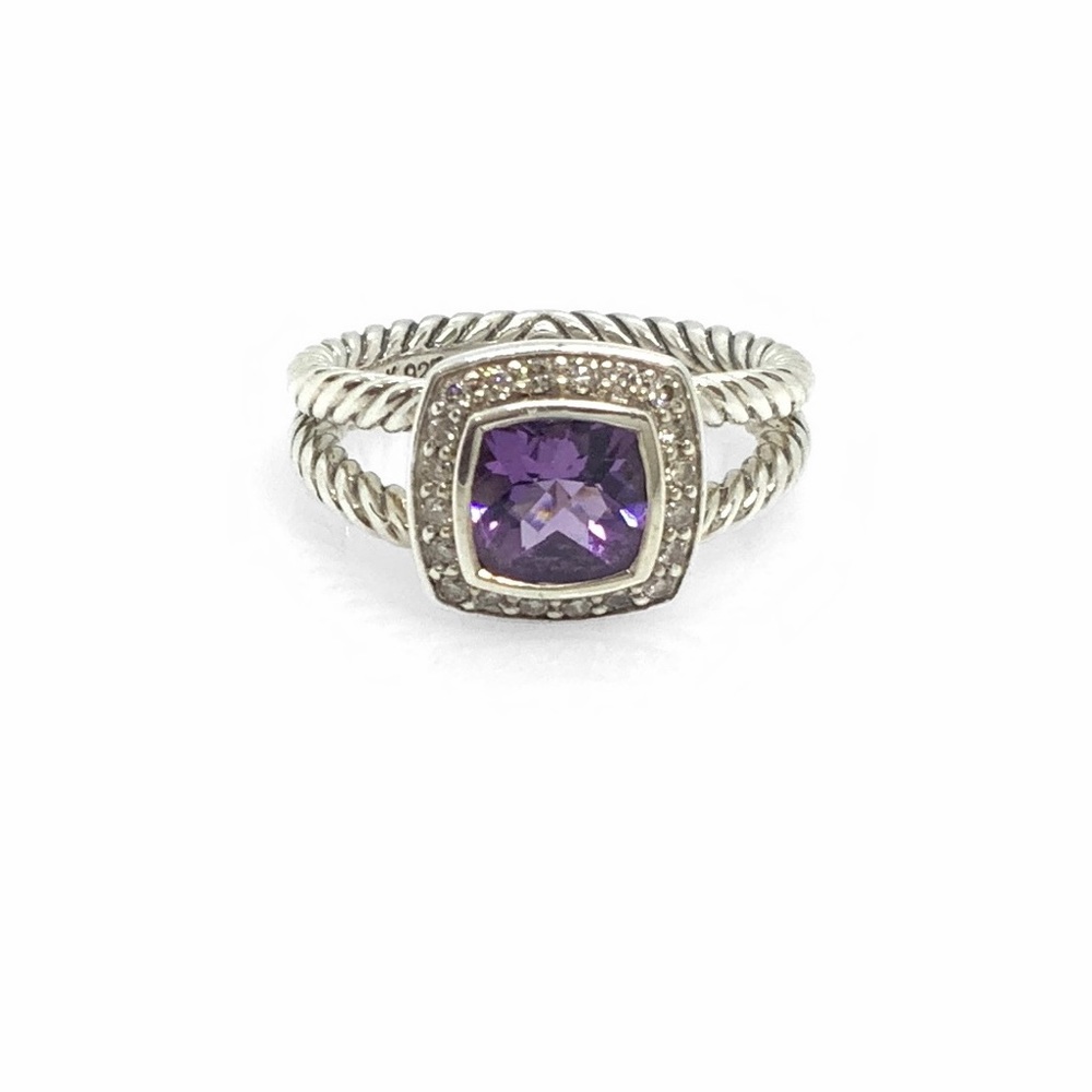 David Yurman Silver Ring with Purple Gemstone